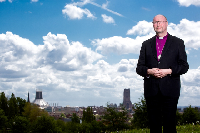 Bishop Paul with the cathedrals in the background